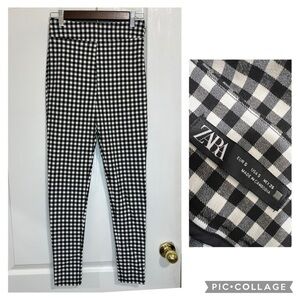 Zara Monochrome Checkered high rise plaid Leggings size S